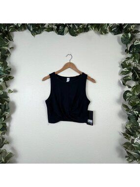 90 Degree By Reflex Athletic Front Twist Cropped Tank Black NWT Women’s Size M